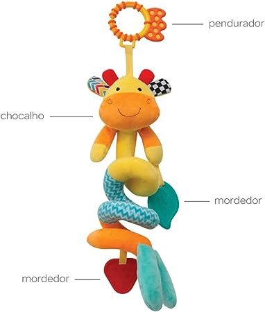 Brinquedo e Mordedor Girafinha Mola Happyzoo - Buba